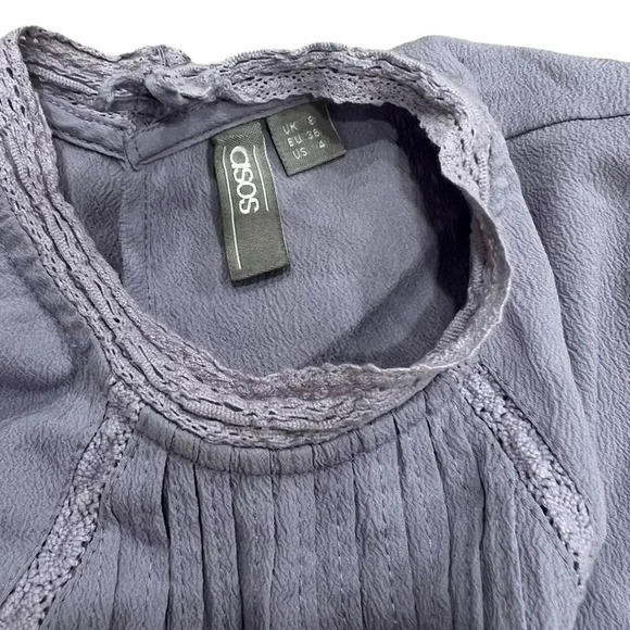 ASOS Lilac Purple Sleeveless Blouse with Pintuck and Lace 4 - Picture 4 of 5